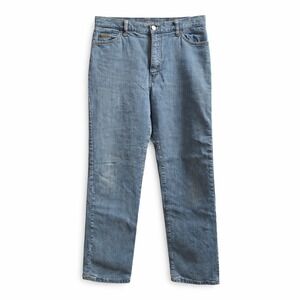 EDDIE BAUER Plaid Flannel Lined Jean Sz 12/Tall Blue Mid-Rise Outdoor Workwear